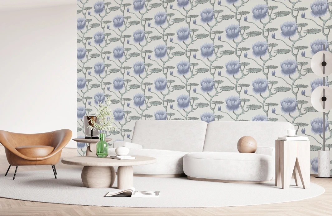 Blue and white lily wallpaper by cole and son